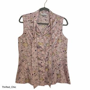 Tahari Makeup Print Blouse
